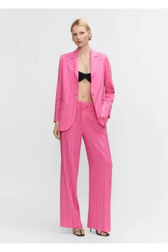 Saten çizgi detaylı pantolon - MANGO (1)