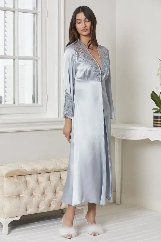 Saten Gecelik Sabahlık Pijama Takım Şort Takım 6'lı Çeyiz Seti - 6425-Yeşil - 2