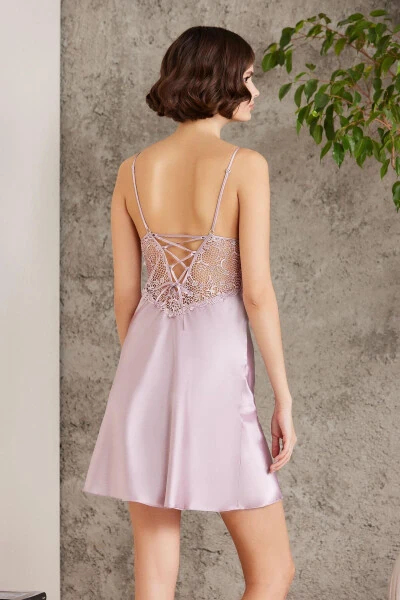 Saten Gecelik Sabahlık Pijama Takım Şort Takım 6'lı Gelin Çeyiz Seti - 6000-Rose - 5