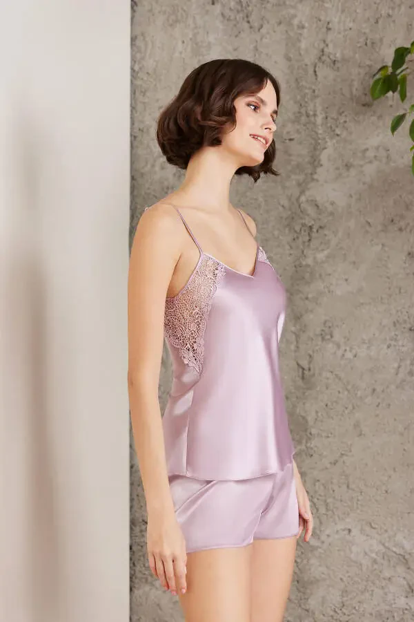 Saten Gecelik Sabahlık Pijama Takım Şort Takım 6'lı Gelin Çeyiz Seti - 6000-Rose - 8