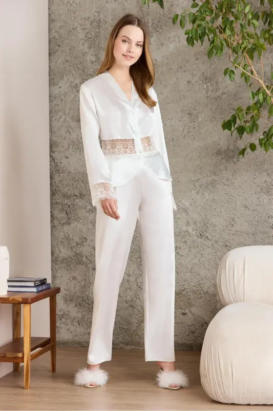 Saten Gecelik Sabahlık Pijama Takım Şort Takım 6'lı Gelin Çeyiz Seti - 6040 - PIERRE CARDIN