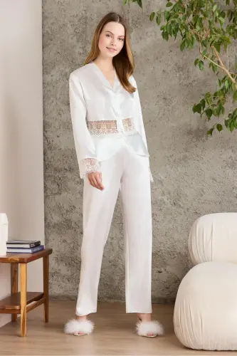 Saten Gecelik Sabahlık Pijama Takım Şort Takım 6'lı Gelin Çeyiz Seti - 6040 