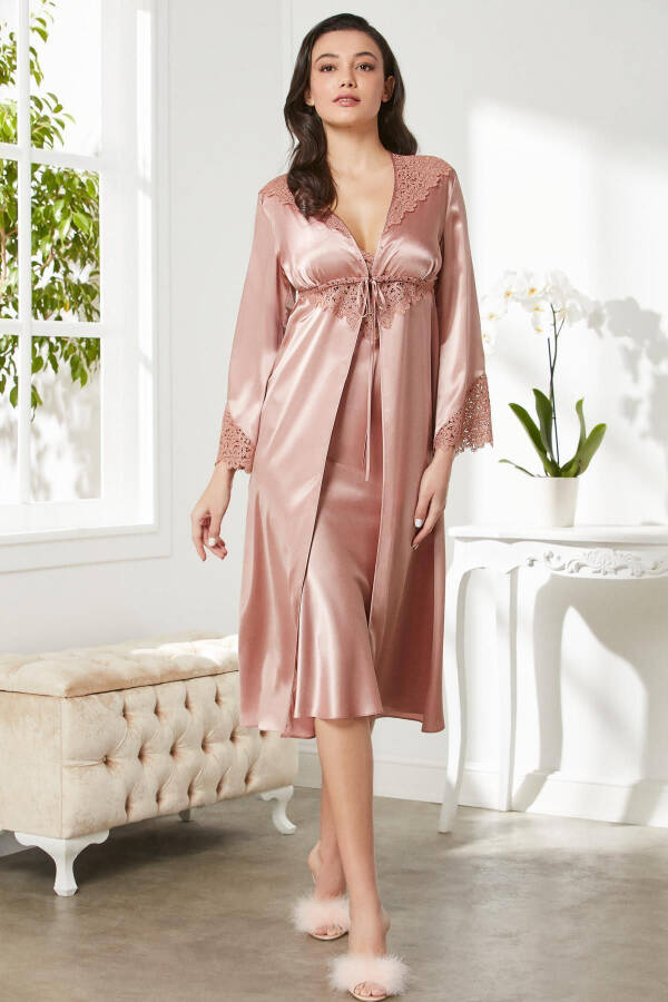 Saten Altılı Gelin Çeyiz Seti - 6700 Brandy-Brandy - 2