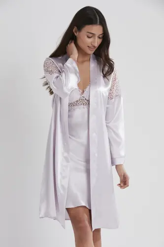 Saten Altılı Gelin Çeyiz Seti - 6955 Viola - Viola 
