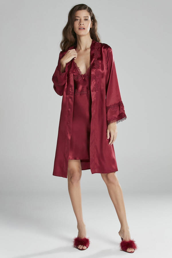 Saten Altılı Gelin Çeyiz Seti - 6965 Bordo - Bordo - 3