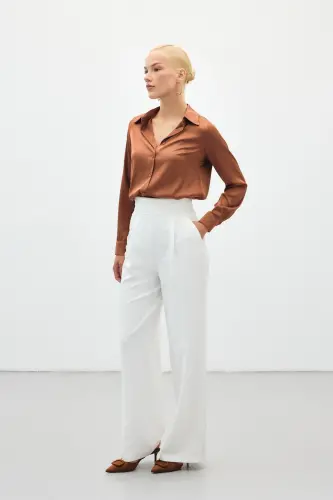 Saten Gömlek - Kahve-Kahve - SATEEN (1)