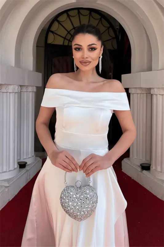 Saten mato Asimmetriya Kesimli Kechki Libos - OQ - 3