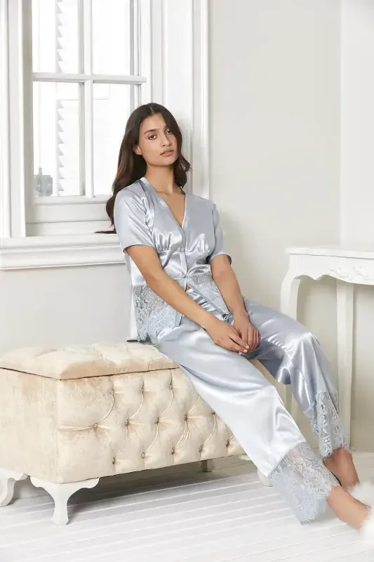 Saten Oltilik Kelin Sepi Komplekti - 6015 Mist-Mist - 8