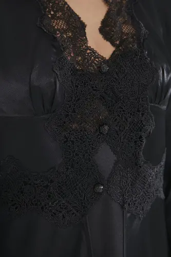 Saten Oltilik Kelin Sepi Komplekti - 6335 Qora-Qora - PIERRE CARDIN (1)