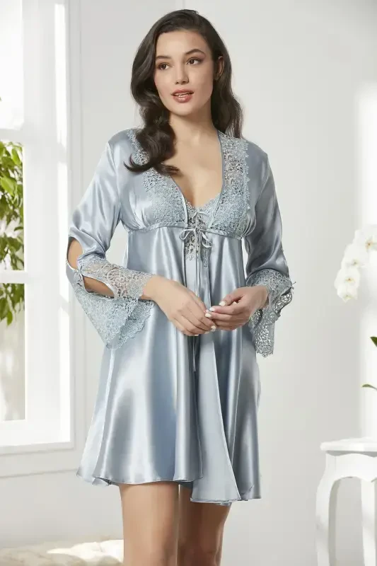 Saten Oltilik Kelin Sepi Komplekti - 6625 Mist-Mist - 1