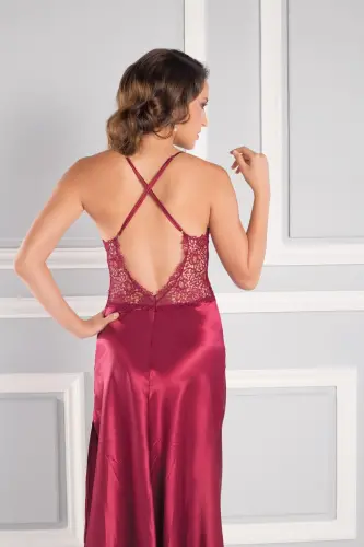 Satin Altılı Bride Dowry Set - 6620 Claret Red-Claret Red - 5