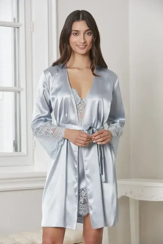 Satin Altılı Gelin Çeyiz Seti - 6015 Mist-Mist - PIERRE CARDIN