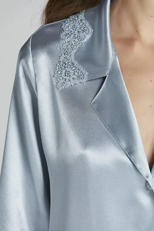Satin Altılı Gelin Çeyiz Seti - 6965 Mist-Mist - 8