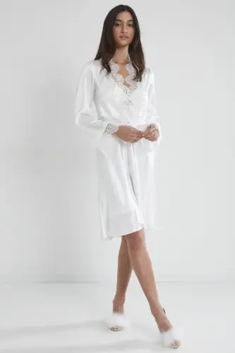 Satin Altılı Gelin Dowry Set - 6335 Ecru-Ecru 