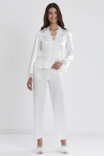 Satin Altılı Gelin Dowry Set - 6335 Ecru-Ecru - 8