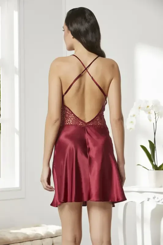 Satin Altılı Gelin Dowry Set - 6625 Claret Red-Claret Red - 5