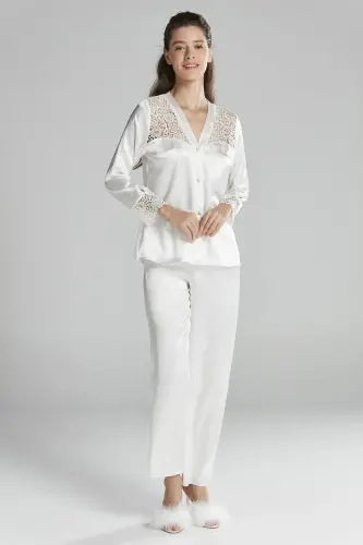 Satin Altılı Gelin Dowry Set - 6625 Ecru-Ecru - 7