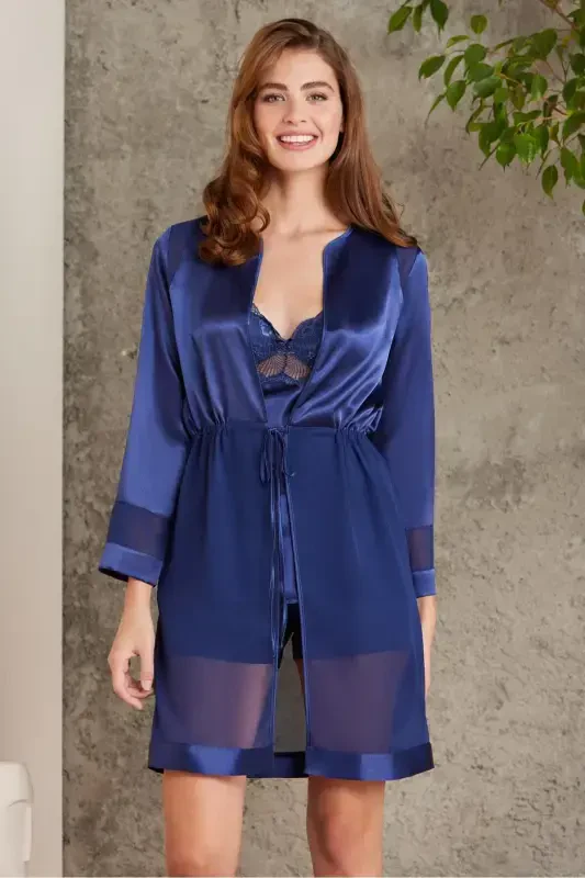 Satin Bridal Dowry Set of Four - 7035 Navy-Navy - PIERRE CARDIN