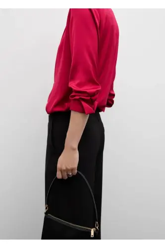 Satin drape shirt-Fuchsia - 8