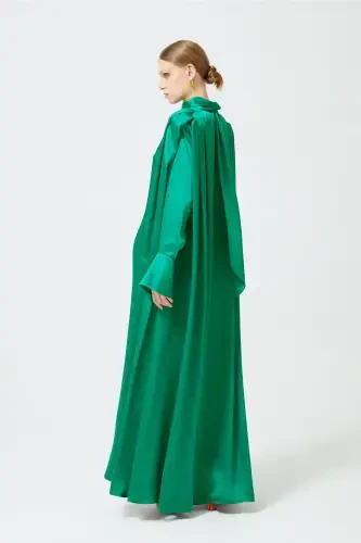 Satin Dress Cuff Sleeve - emerald green - 5