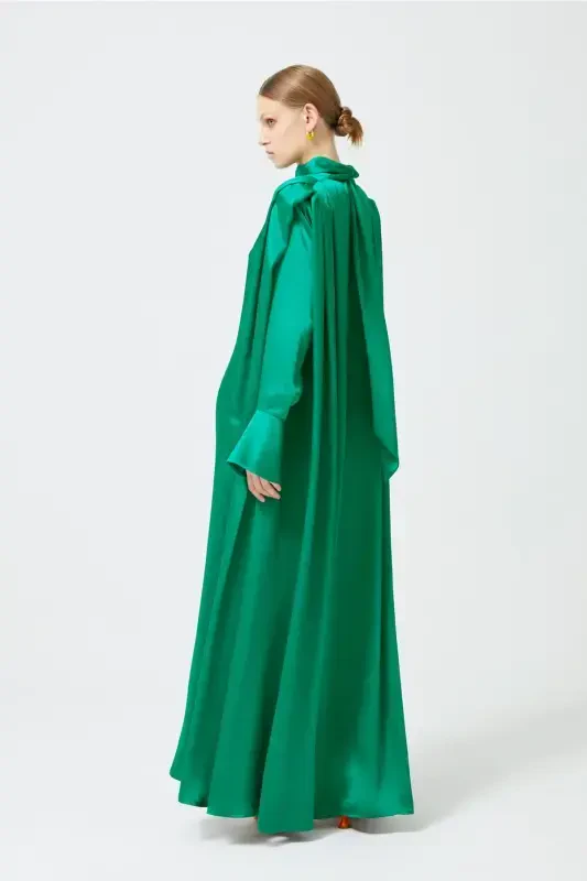 Satin Dress Cuff Sleeve - emerald green - 5