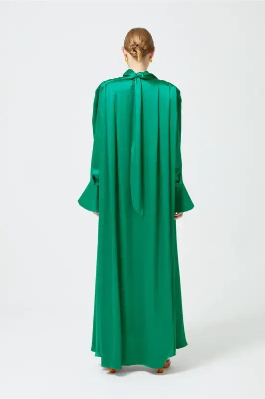 Satin Dress Cuff Sleeve - emerald green - 6