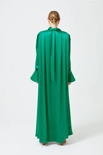 Satin Dress Cuff Sleeve - emerald green - 7