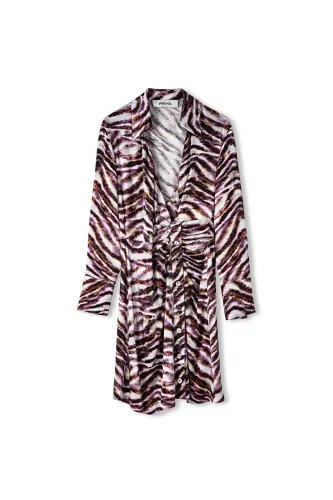 Satin dress with zebra print - 3