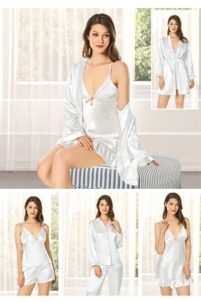 Satin Frilled Nightgown & Robe Bridal Dowry Set 6 pcs C.8.L.0.R.0.63 - 6
