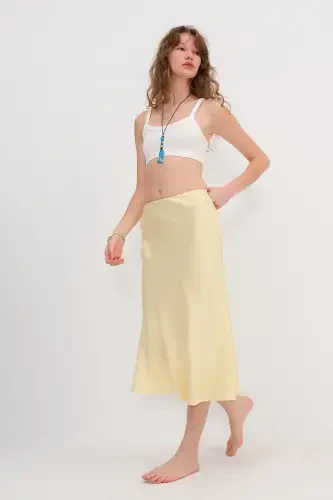 Satin Midi Skirt E16025-T3-A.Yellow - 1