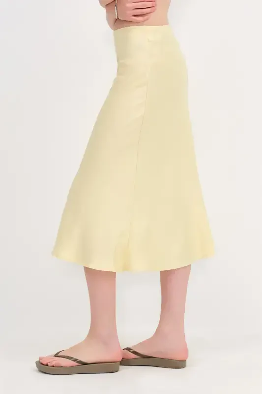 Satin Midi Skirt E16025-T3-A.Yellow - 4