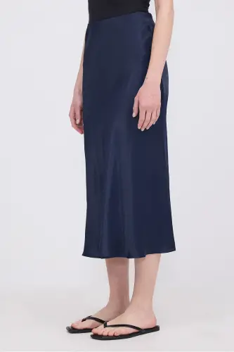 Satin Midi Skirt E16025-T3-Dark Navy - ADDAX (1)