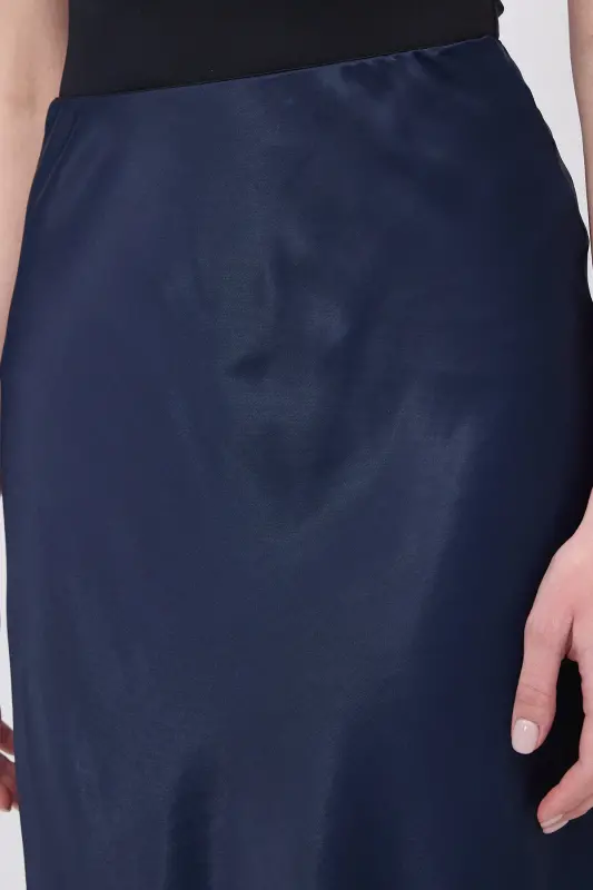 Satin Midi Skirt E16025-T3-Dark Navy - 3