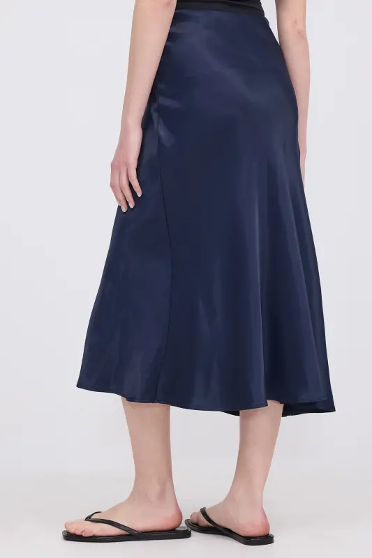 Satin Midi Skirt E16025-T3-Dark Navy - 5