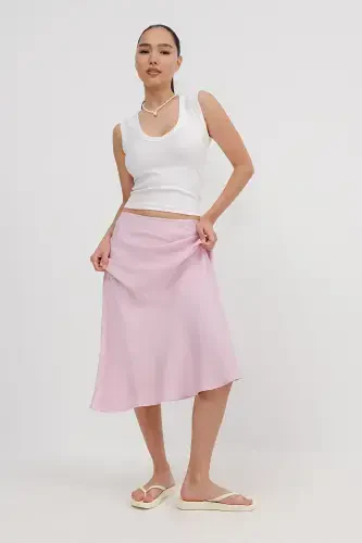 Satin Midi Skirt E16025-T3-Lotus - 1