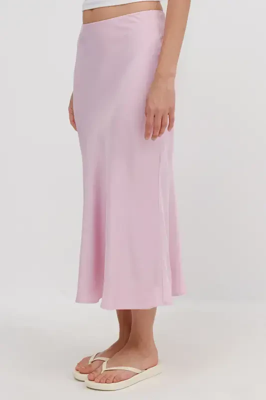 Satin Midi Skirt E16025-T3-Lotus - 2