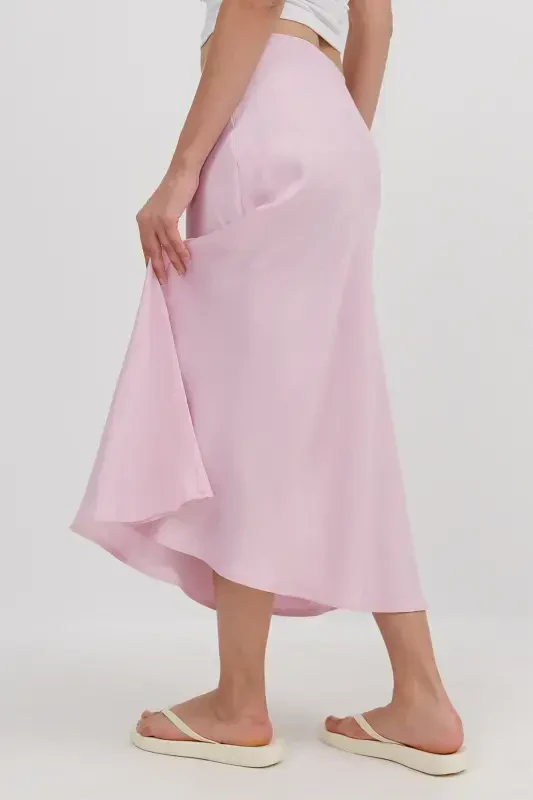 Satin Midi Skirt E16025-T3-Lotus - 5