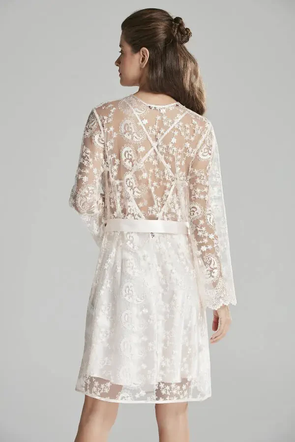 Satin Nightgown Dressing Gown Pajama Set Short Set 6-Piece Bridal Dowry Set - 6225 - 5