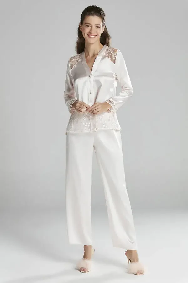 Satin Nightgown Dressing Gown Pajama Set Short Set 6-Piece Bridal Dowry Set - 6225 - 8