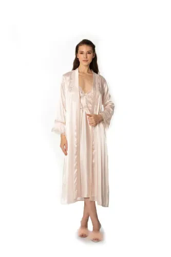 Satin Nightgown Dressing Gown Pajama Set Short Set 6-Piece Bridal Trousseau - 6960 - PIERRE CARDIN