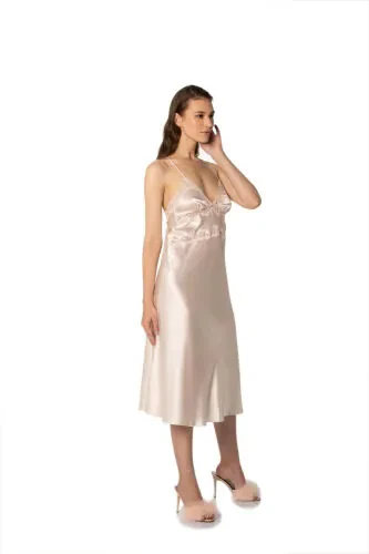 Satin Nightgown Dressing Gown Pajama Set Short Set 6-Piece Bridal Trousseau - 6960 - 4