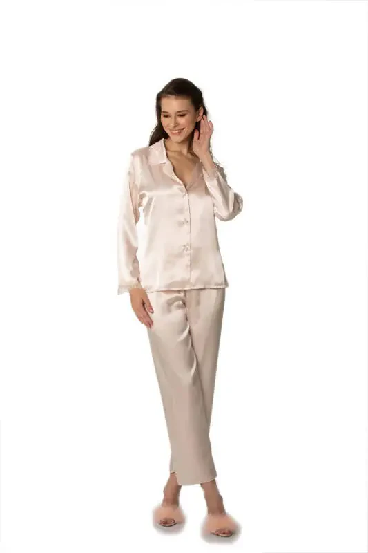 Satin Nightgown Dressing Gown Pajama Set Short Set 6-Piece Bridal Trousseau - 6960 - 6