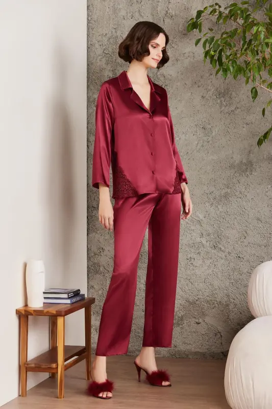 Satin Nightgown Dressing Gown Pajama Set Shorts Set 6-Piece Bridal Dowry Set - 6000 - 2