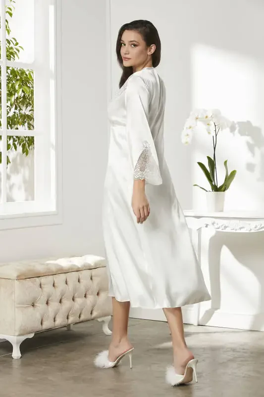 Satin Nightgown Dressing Gown Pajama Set Shorts Set 6-Piece Bridal Dowry Set - 6425 - 3