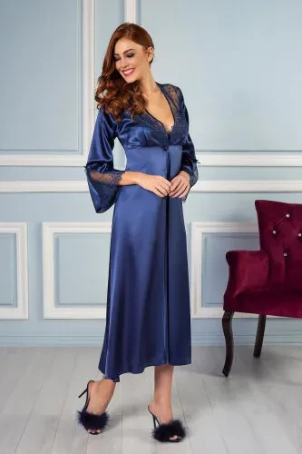 Satin Nightgown Dressing Gown Pajama Set Shorts Set 6-Piece Bridal Dowry Set - 6425 - PIERRE CARDIN