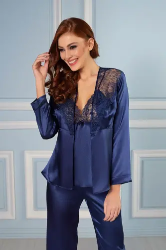 Satin Nightgown Dressing Gown Pajama Set Shorts Set 6-Piece Bridal Dowry Set - 6425 - 5