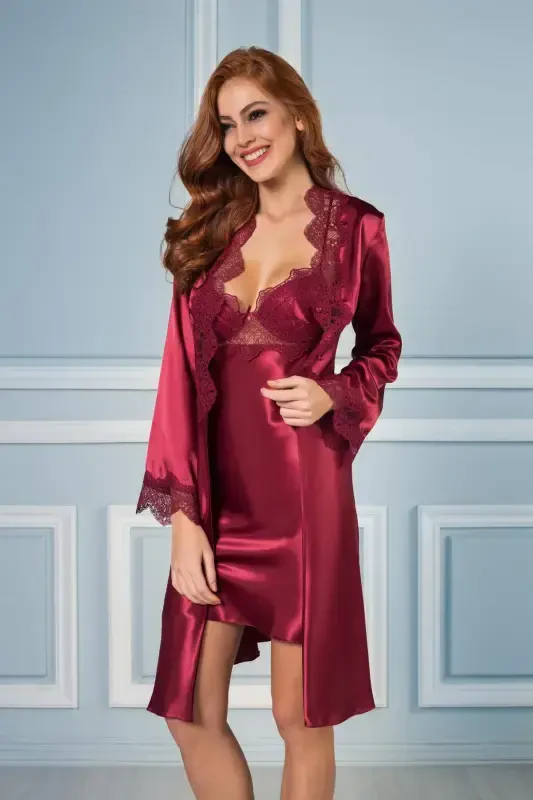 Satin Nightgown, Dressing Gown, Pajama Set, Shorts Set, 6-piece Bridal Trousseau Set - 6335 - PIERRE CARDIN