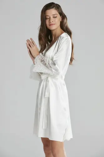 Satin Nightgown Robe Pajama Set Short Set 6-Piece Bridal Dowry Set - 6015 - 4