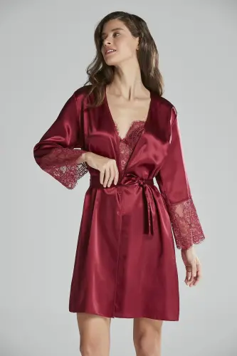 Satin Nightgown Robe Pajama Set Shorts Set 6-piece Bridal Dowry Set - 6015 - 5
