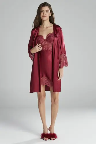 Satin Nightgown Robe Pajama Set Shorts Set 6-piece Bridal Dowry Set - 6015 - 6